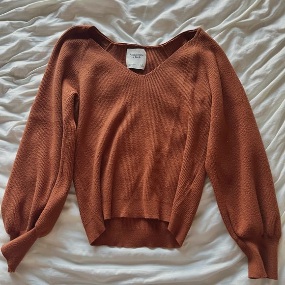 Ambercrombie & Fitch Sweater V-neck Orange/brown - Picture 1 of 3